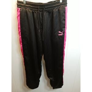 Puma Women's Y2K Black/‎ Hot Pink Striped Satin Jogger Pants Size XXL